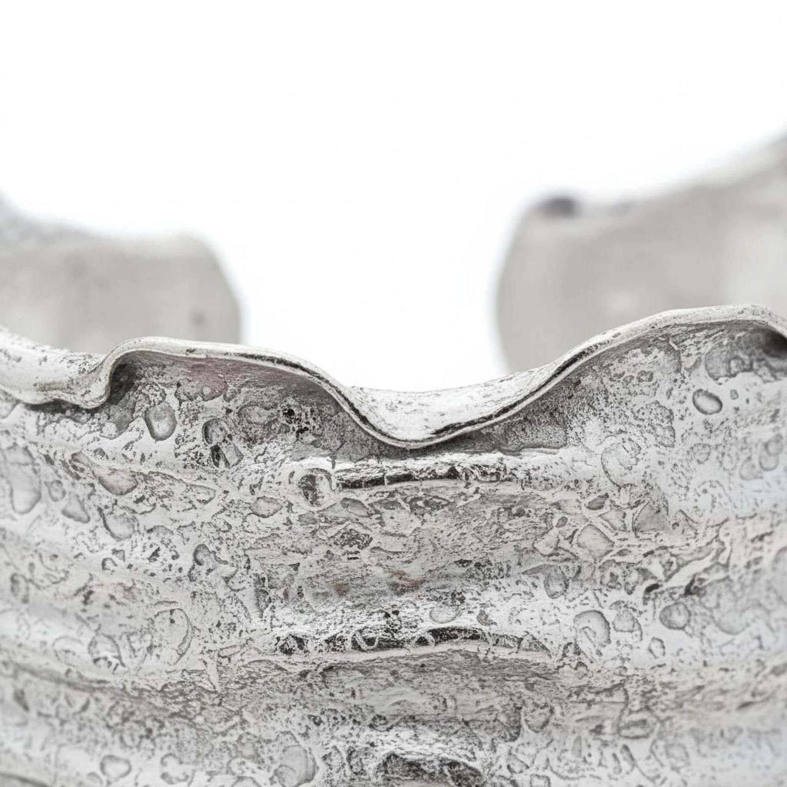 Sterling Silver Copper Bracelet High Polished Adjustable Torn Edge Cuff