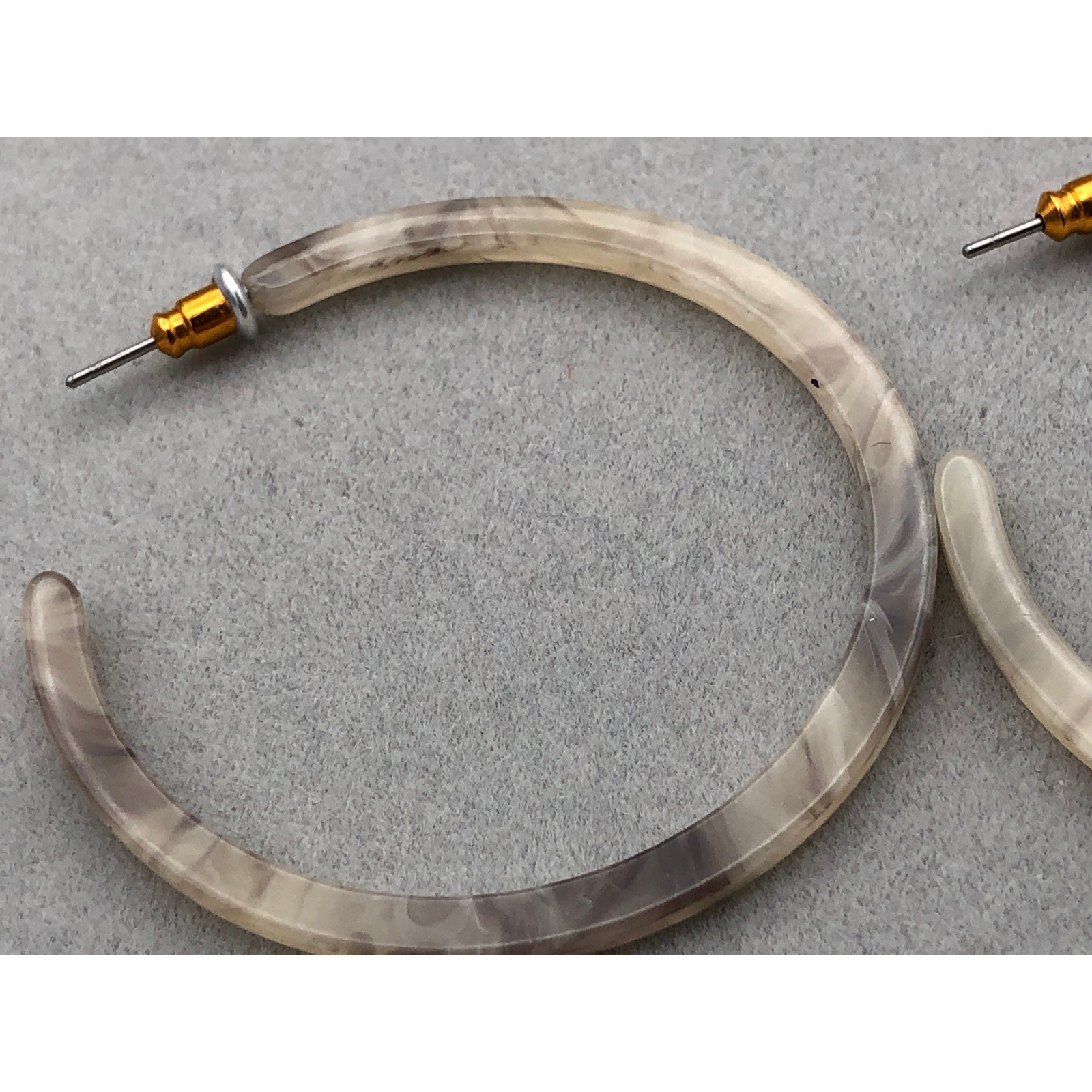 Hoop Earrings Set Multicolor Striped Octagon Cream Marbled Acrylic Resin