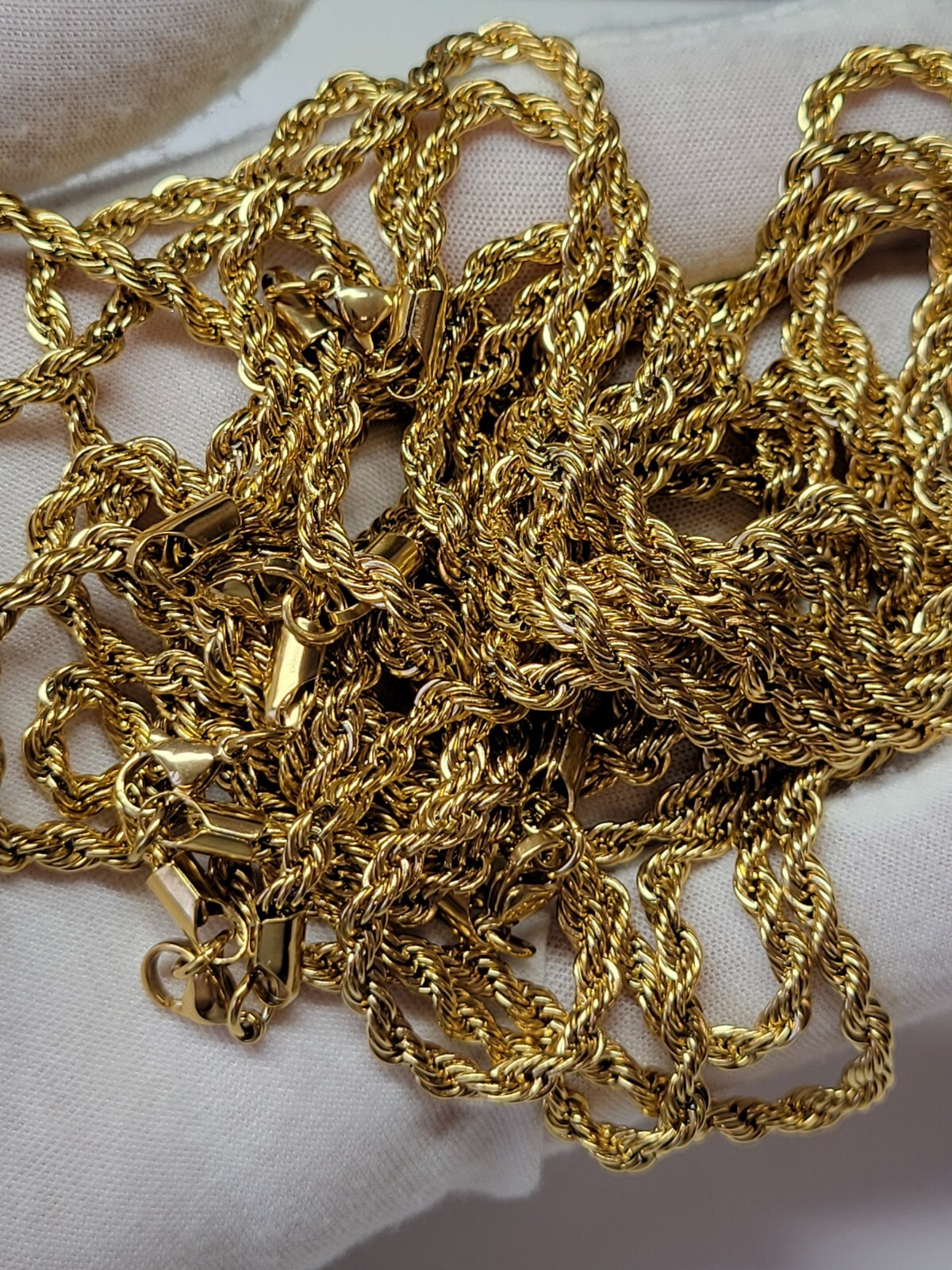 Stainless Steel Gold Plated Rope Chain Necklace 4mm Size 16″ to 26″ Unisex, Men