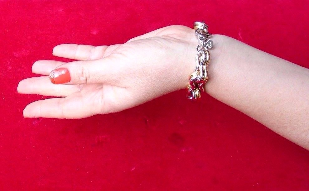 Bronzo Italy solid polished double link two-tone bracelet