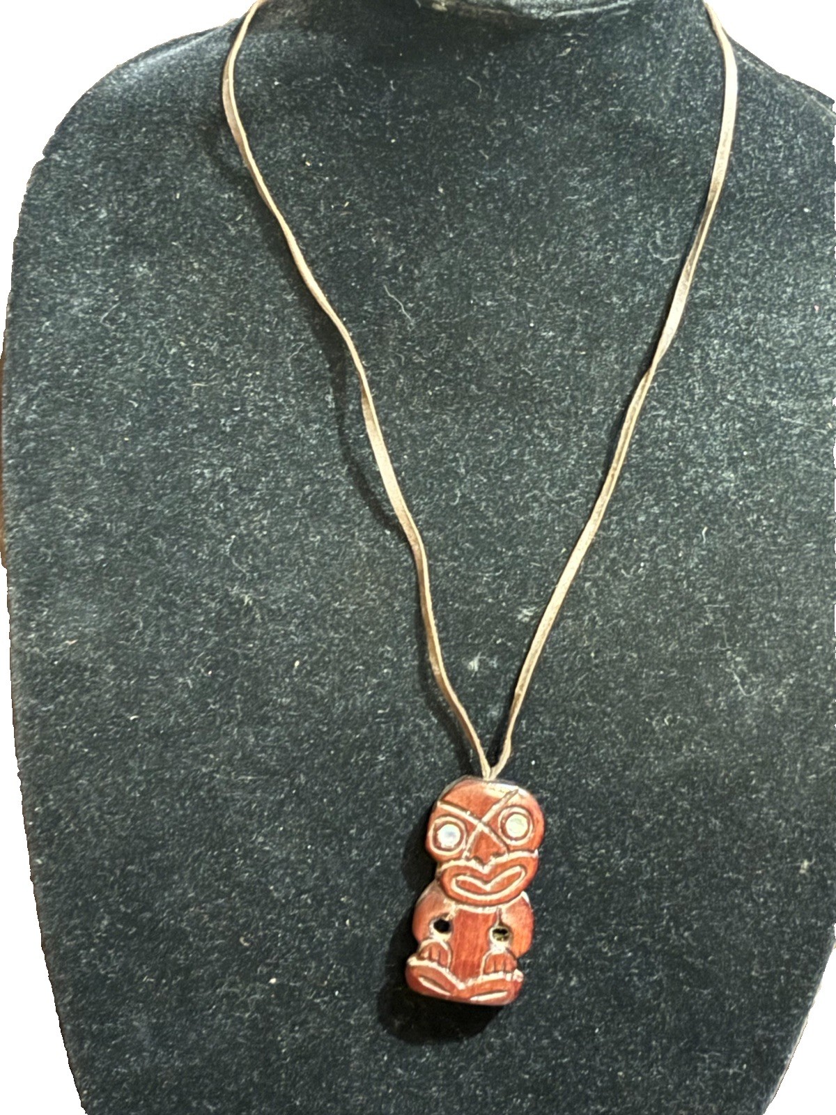 Craved In Rotorua Tikiwood Necklace On Leather Rope