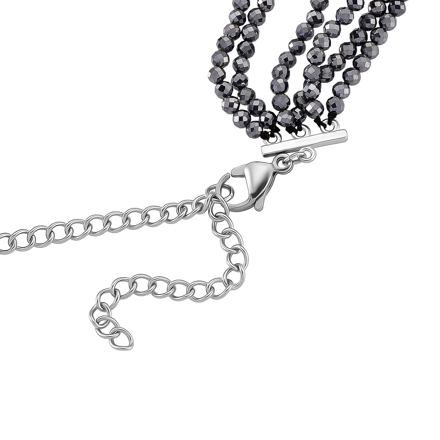 Terahertz 150.00 ctw Multi Row Necklace in Silvertone Stainless Steel 16-20 In