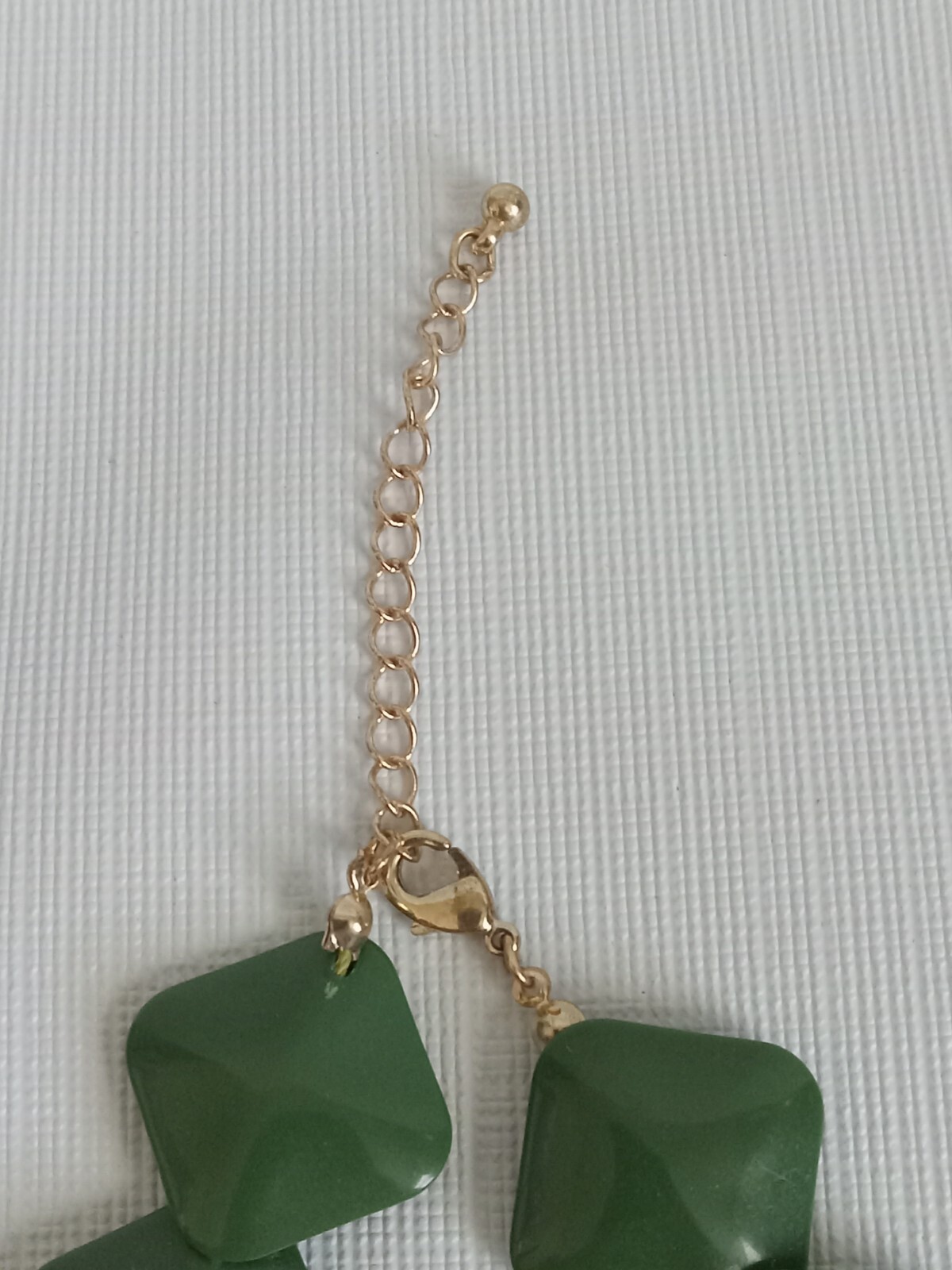 Green Square Beaded Lightweight Mid Century Modern Art Deco Statement Necklace