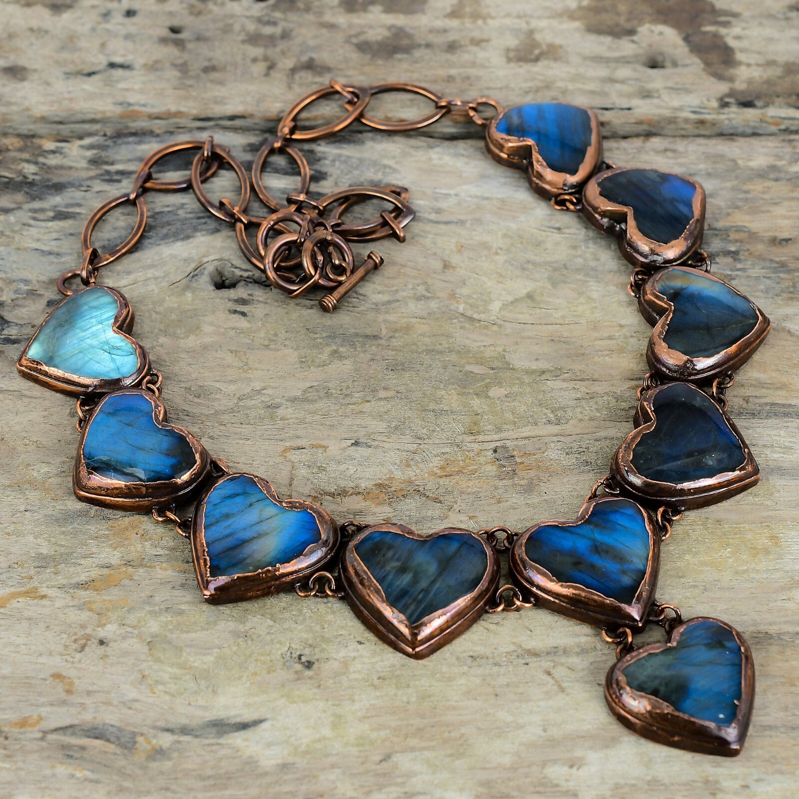 Labradorite Electroformed Adjustable Necklace Handcrafted Copper Holiday 18.0″