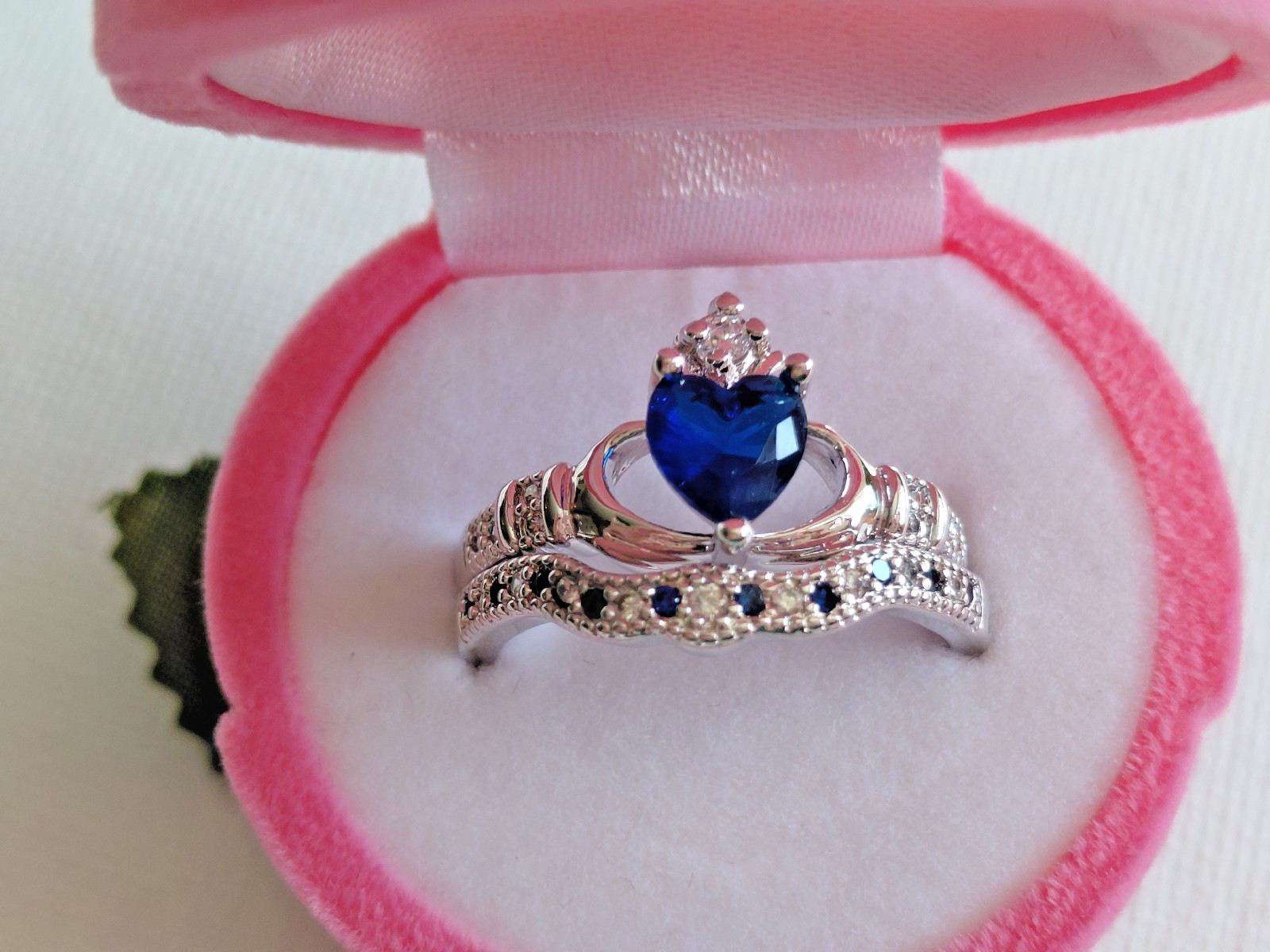 Beautiful Saphire Blue Ring set, Woman’s Ring , Size 8, Gift for Her, Jewelry