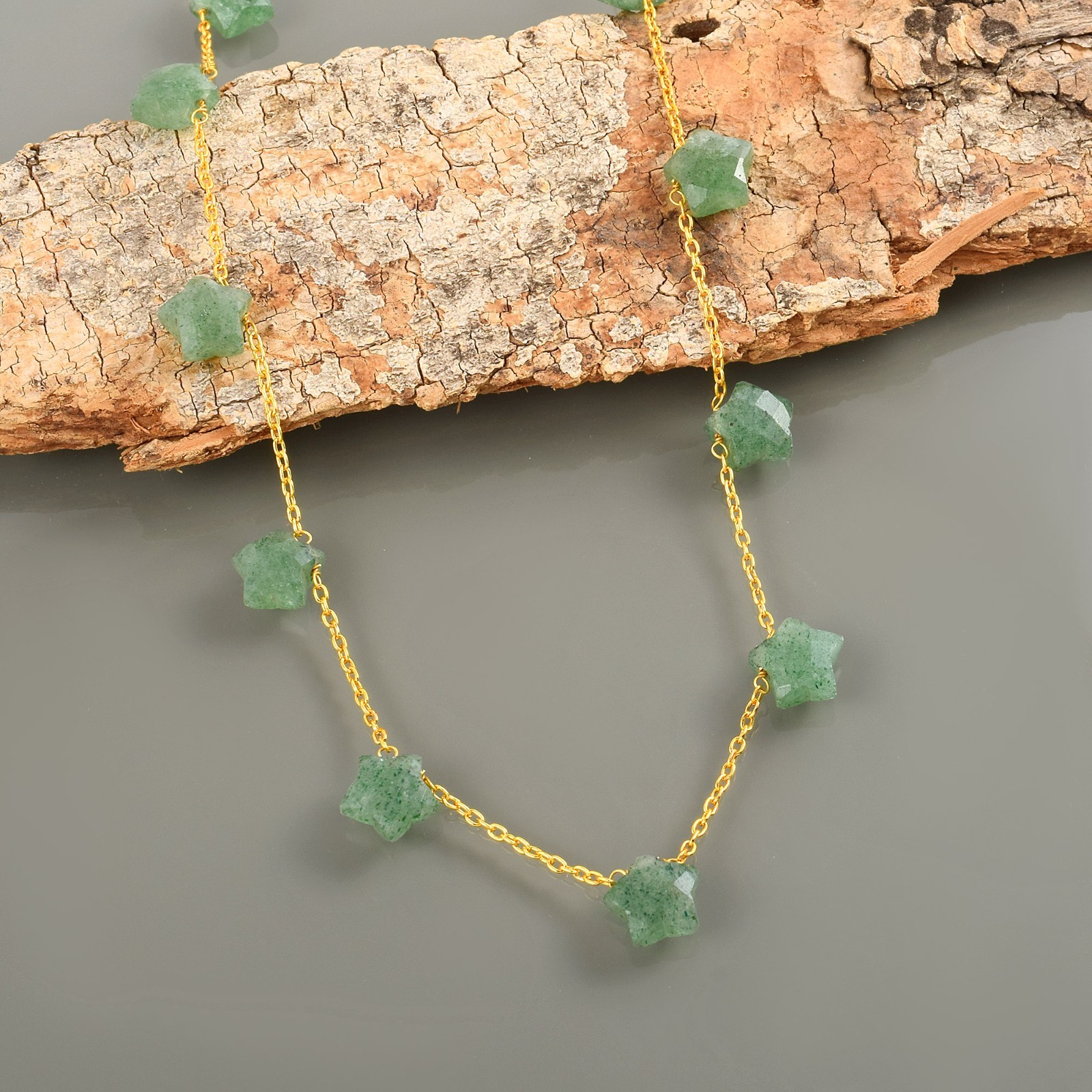 Celestial Star Gemstone Necklace Gold Plated 925 Sterling Silver Clasp