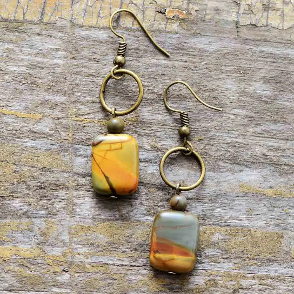 Bohemian Dangle Earrings with Natural Stone for Women