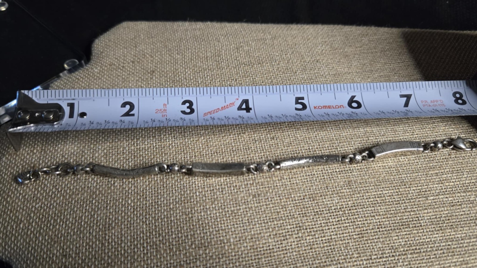 BRIGHTON Marrakesh Scrolled Silver Etched Bar Link 8″ Bracelet EUC See pics.