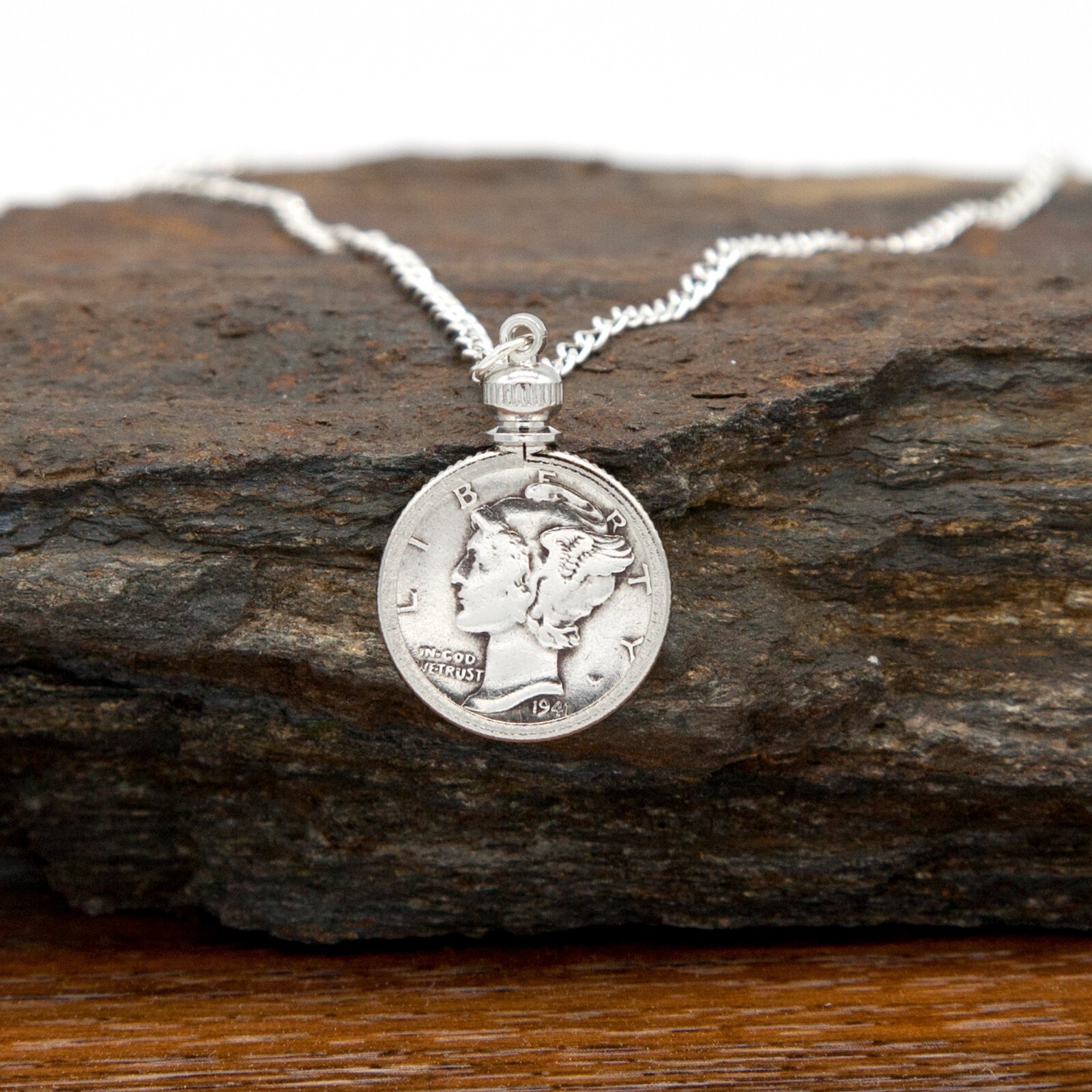 Custom Date Dime Necklace 25th 30th 35th 40th 45th 50th 55th 60th 65th bday
