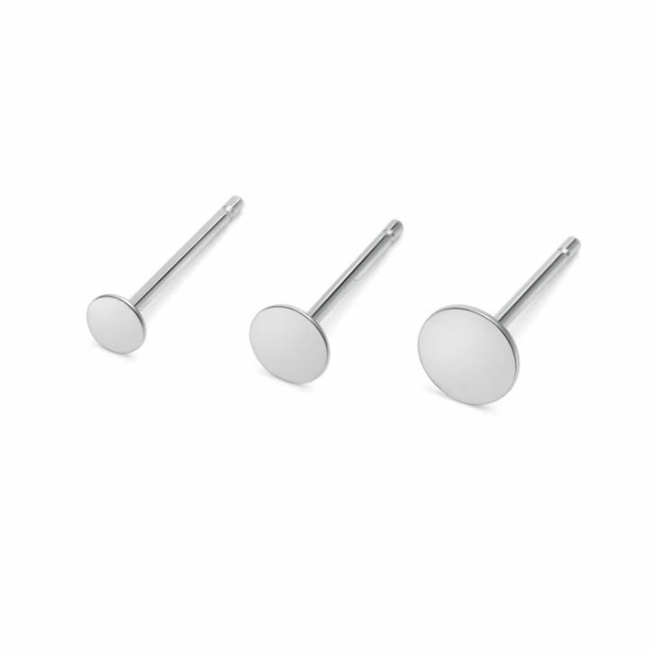 S925 Sterling Silver Earrings Posts Ear Stud Flat Pin with Backs DIY Findings