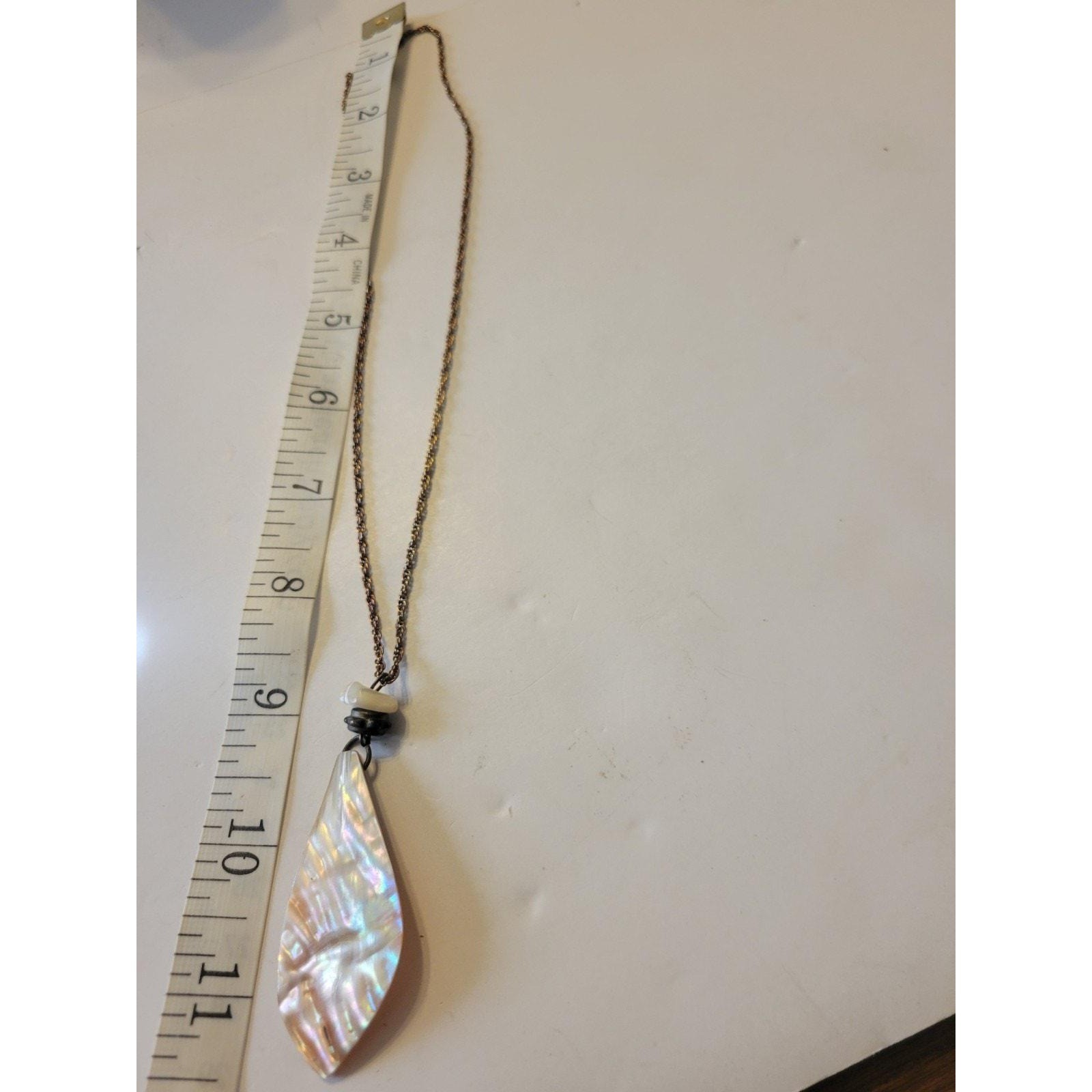 Shell Pendant Necklace Boho Handmade Iridescent Coastal Beachy Mother of Pearl