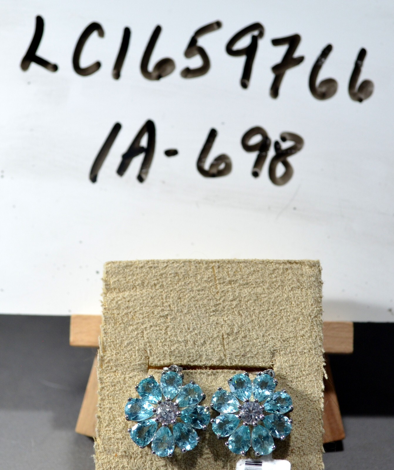 MADAGASCAR PARAIBA APATITE-CZ DIAMOND-DANGLE EARRINGS-STER SILVER-SUPER SPARKLE!