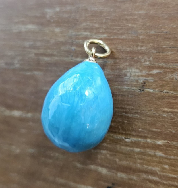 Turquoise enamel Easter egg pendant