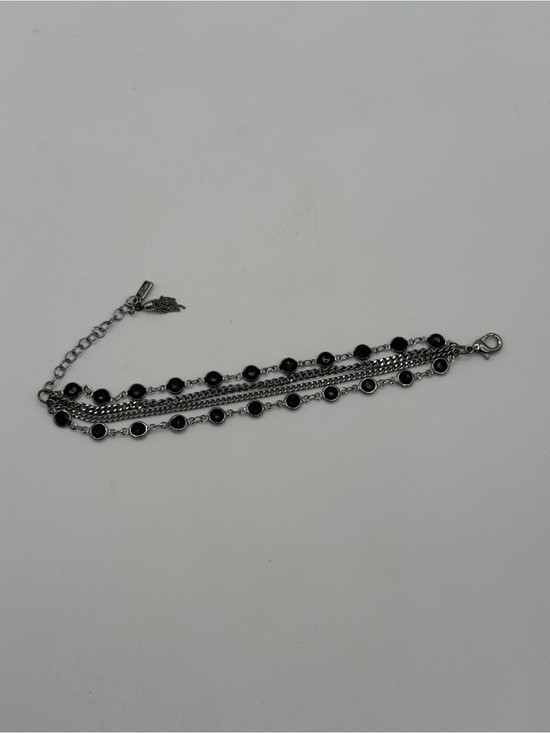 Simply Vera Vera Wang Multi Strand Chain Bracelet Black Green Crystal Goth