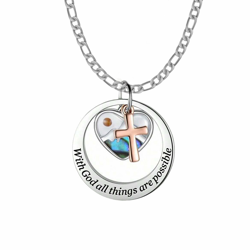 Mustard Seed Faith Necklace With God All Things are possible Cross Pendant Chain