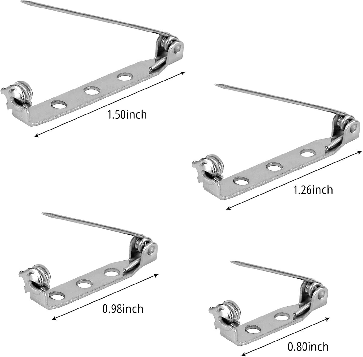 30 Pcs Brooch Pins, Silver Bar Pins, Secure Back Clasp with Back Bar Fastener, P