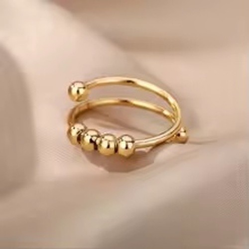 Anxiety Spinner Ring Adjustable Stainless Steel Anti Stress Bead Finger Ring
