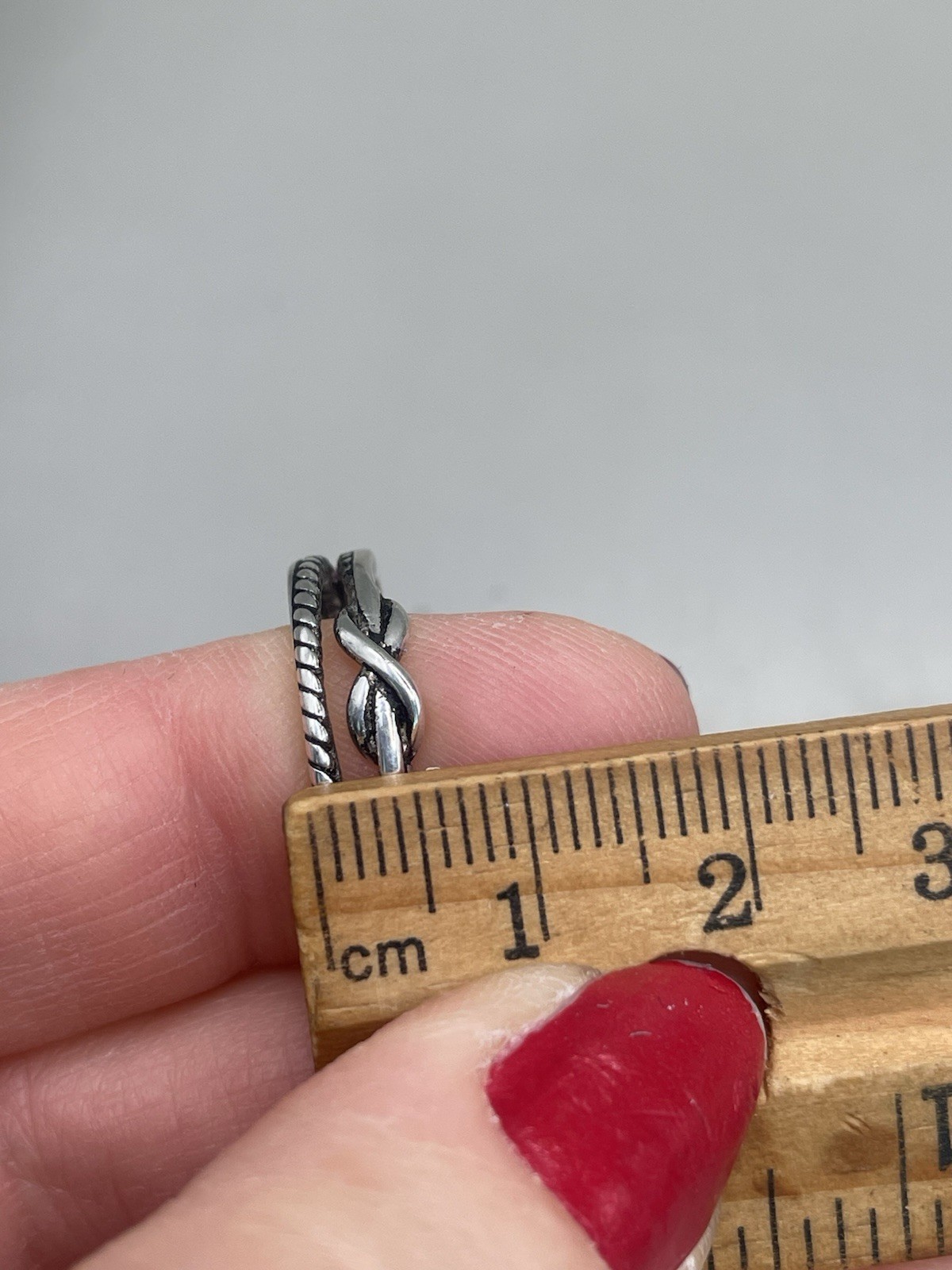 SilverTone READ NOT STERLING Infinity Love Knot Rope Open Back 8 Ring