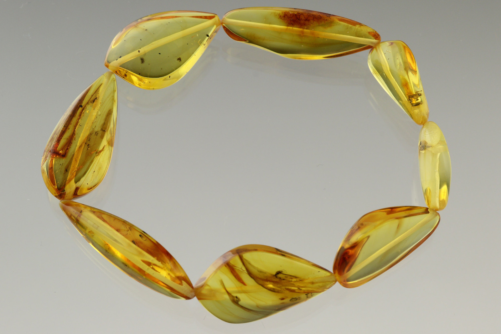 FOSSIL INSECTS Genuine BALTIC AMBER Beads Stretch Bracelet 10.1g 181112-3