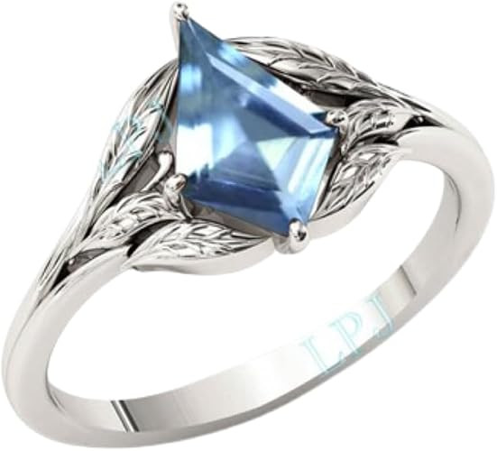 2ct Womens Engagement Ring, Kite Cut Aquamarine Gemstone Wedding Ring for Women