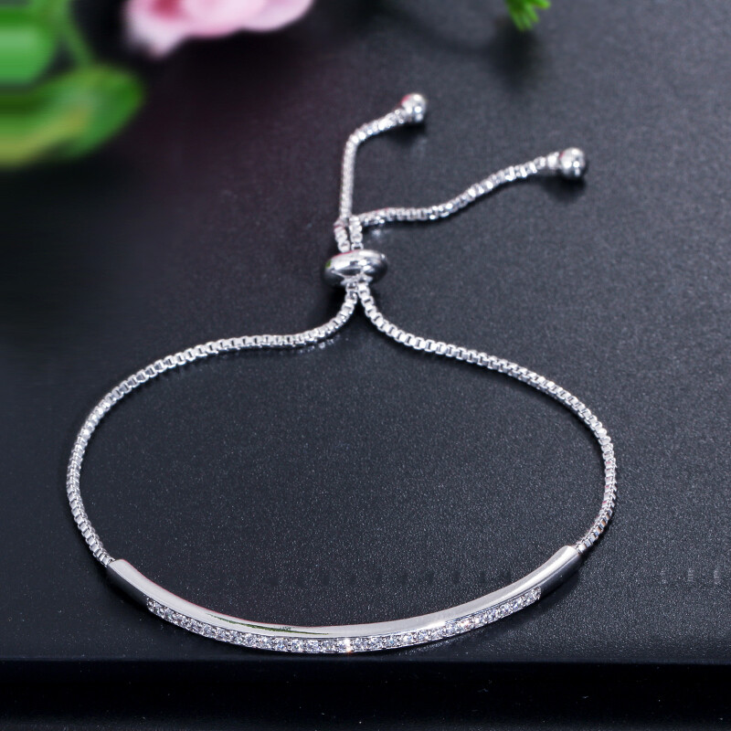 CWWZircons Adjustable CZ Rose Gold Bracelet Bangle for Women Fashion Jewelry