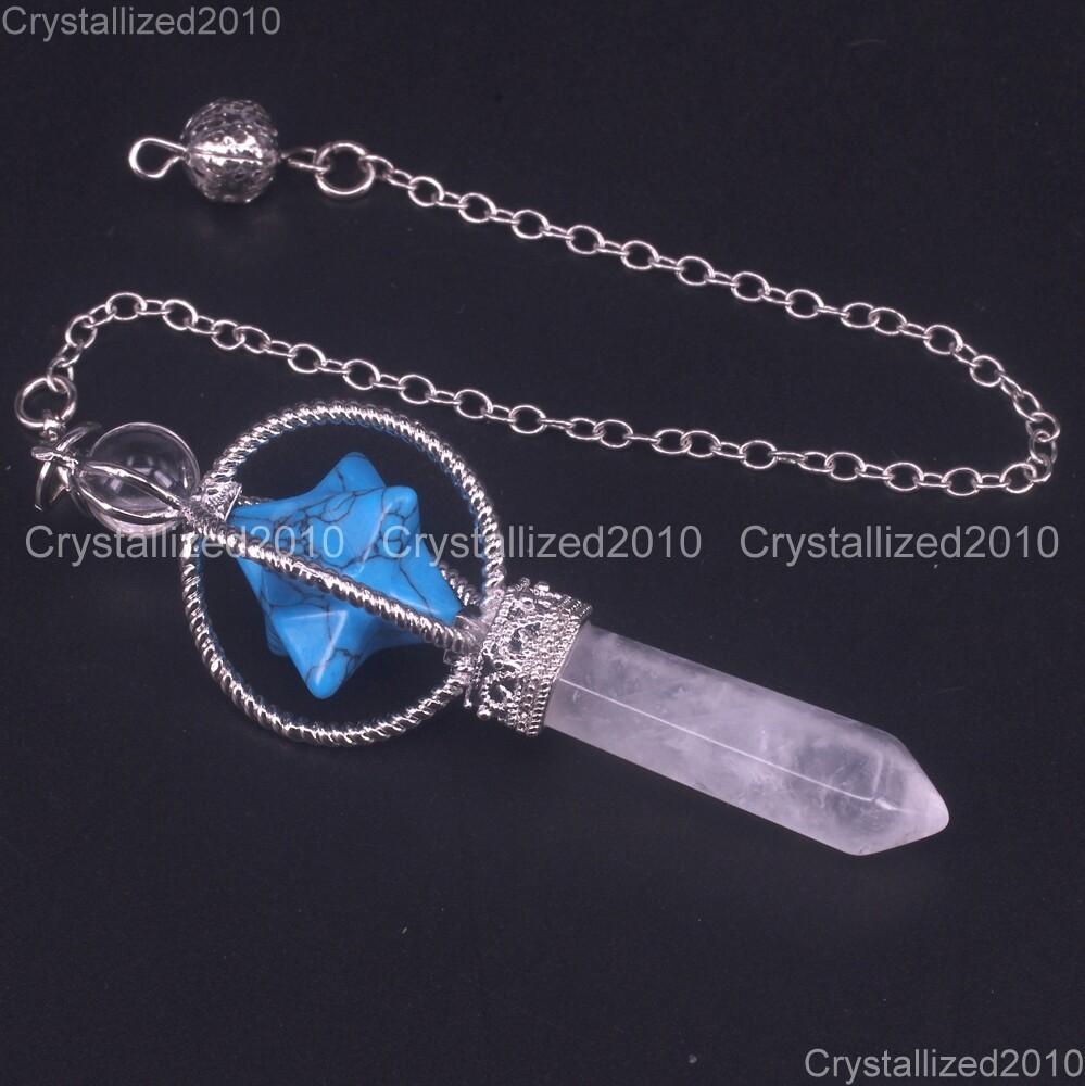 Natural Gemstones Merkaba Pendulum Healing Crystal Pointed Reiki Chakra Pendant