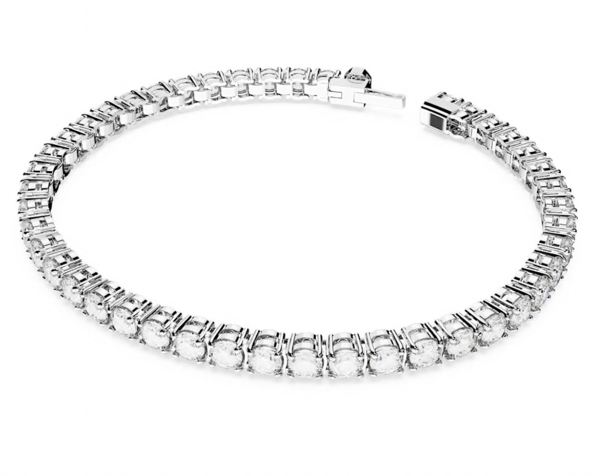 Swarovski Matrix Tennis Bracelet Round Cut White Rhodium Plated Medium 5648937