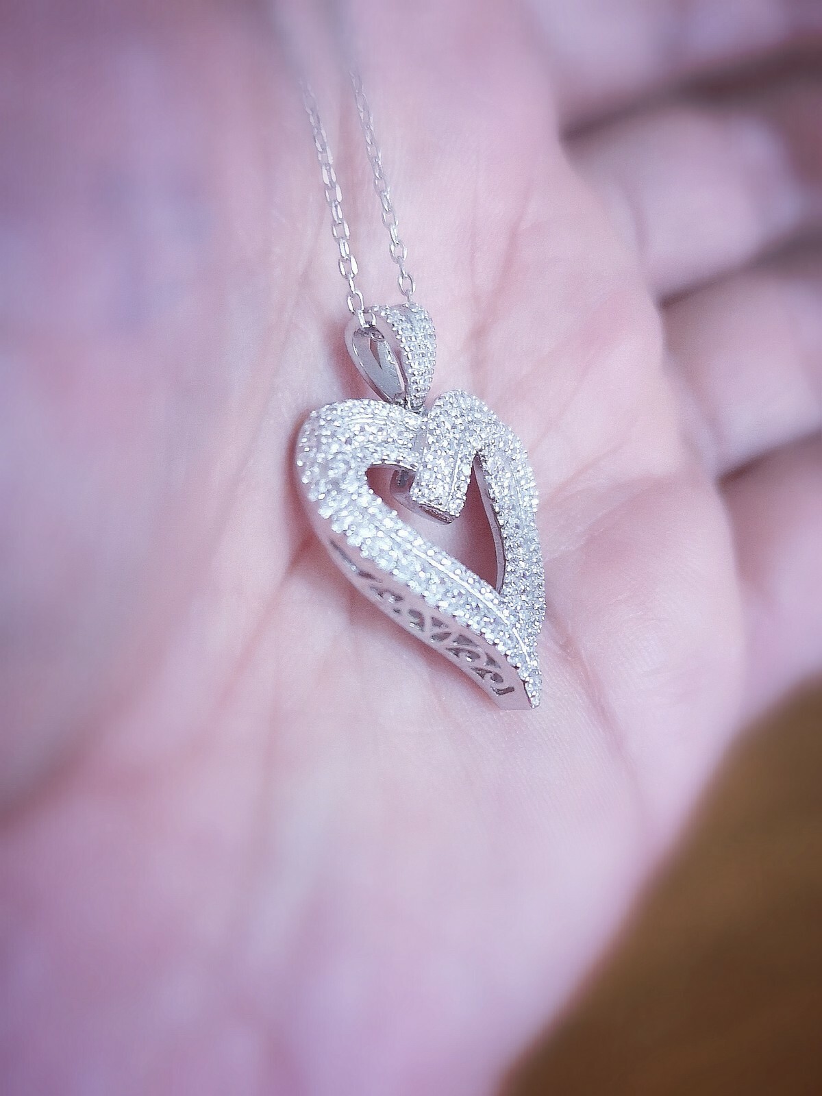 2 Ct Women’s Heart Pendant Necklace in 14K White Gold Plated Solid Silver