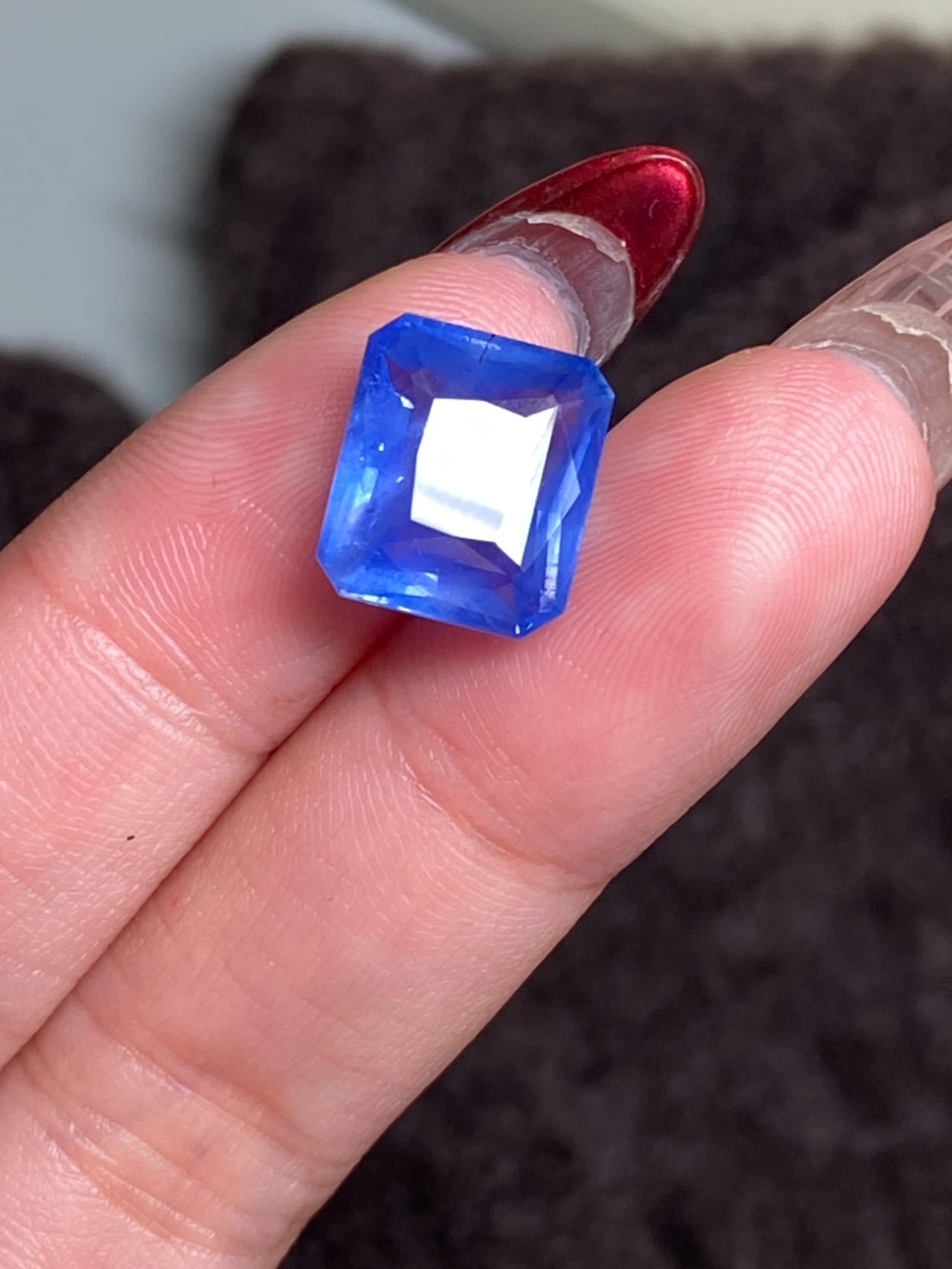 [jerseychou] Natural sapphire 7.43 ct , cornflower blue , Sri Lanka , AIGS+GRS