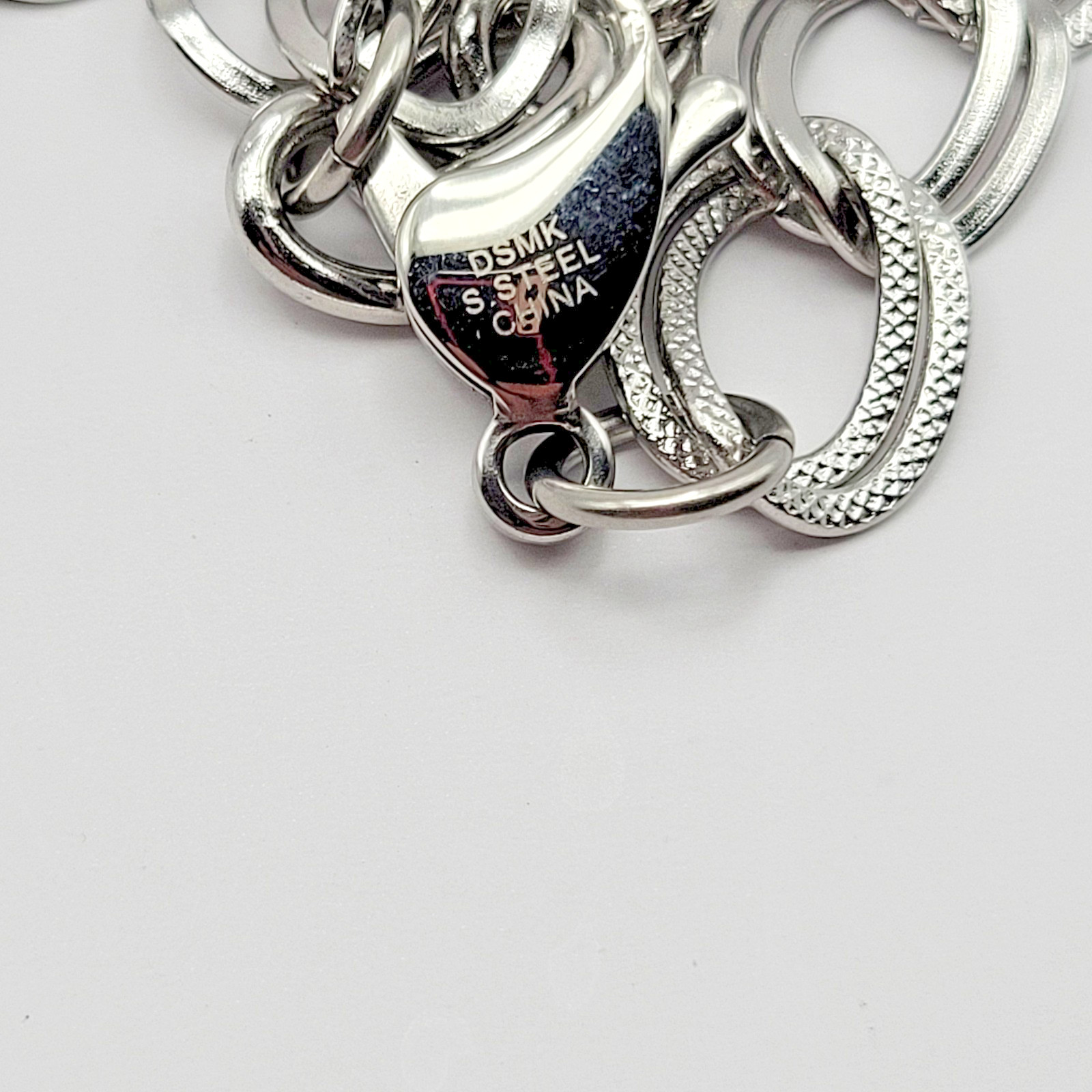 QVC Steel By Design Stainless Steel 11mm Double Link CZ Triangle Necklace ~ 21″