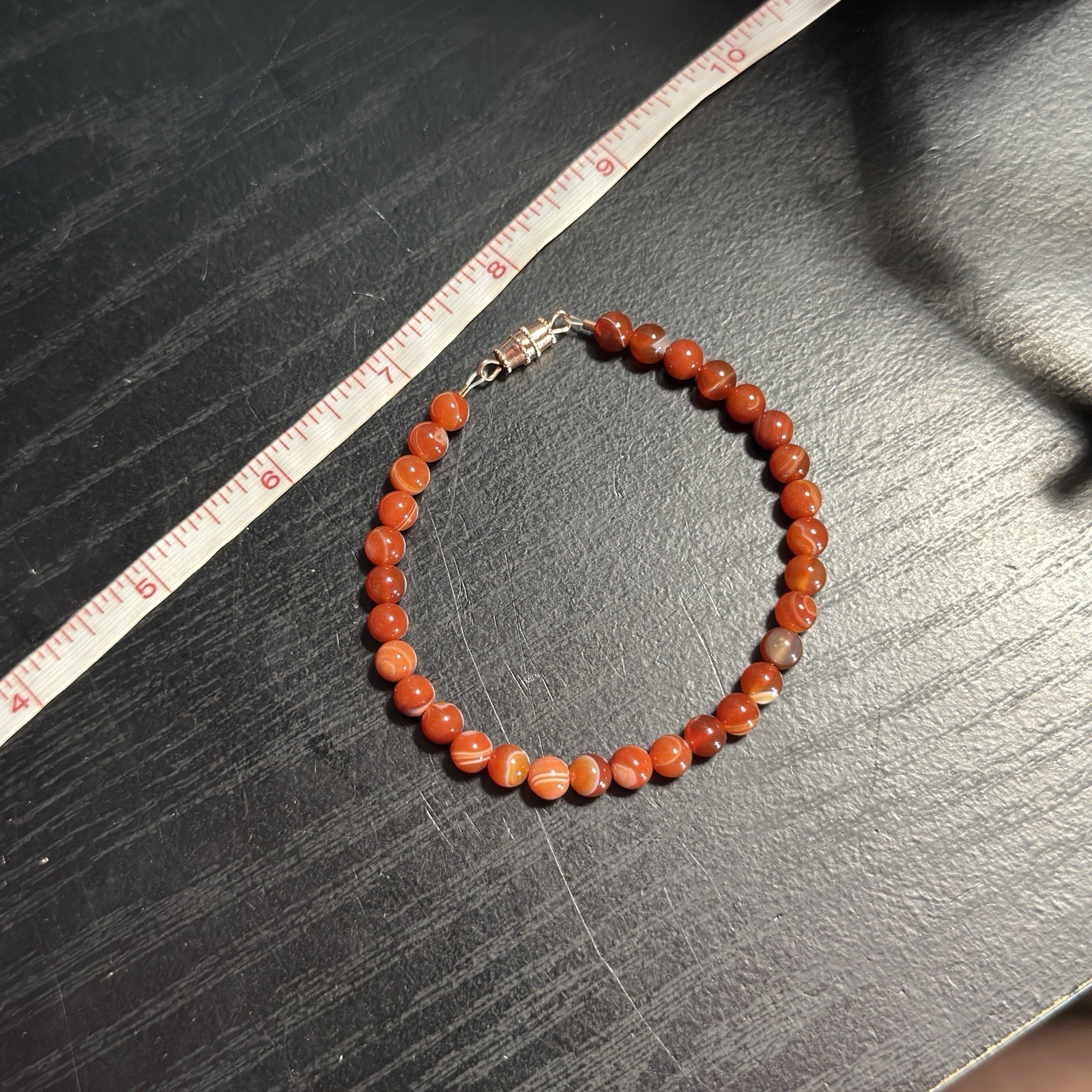 Carnelian Agate Natural Gemstone Bead Bracelet | Smooth Round 6mm