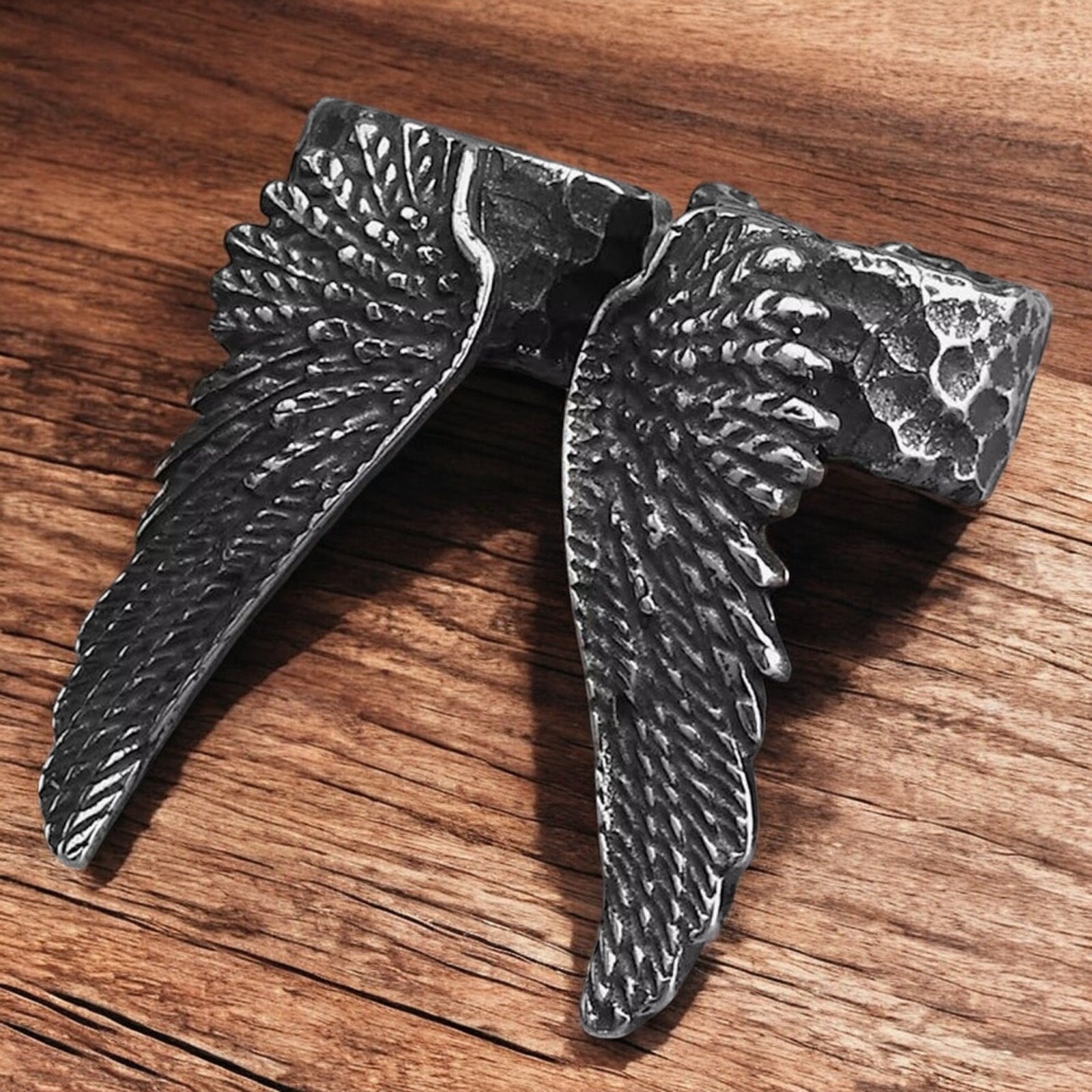 Viking Valkyrie Ear Cuff Set Silver 316L Stainless Steel Bird Raven Angel Wings