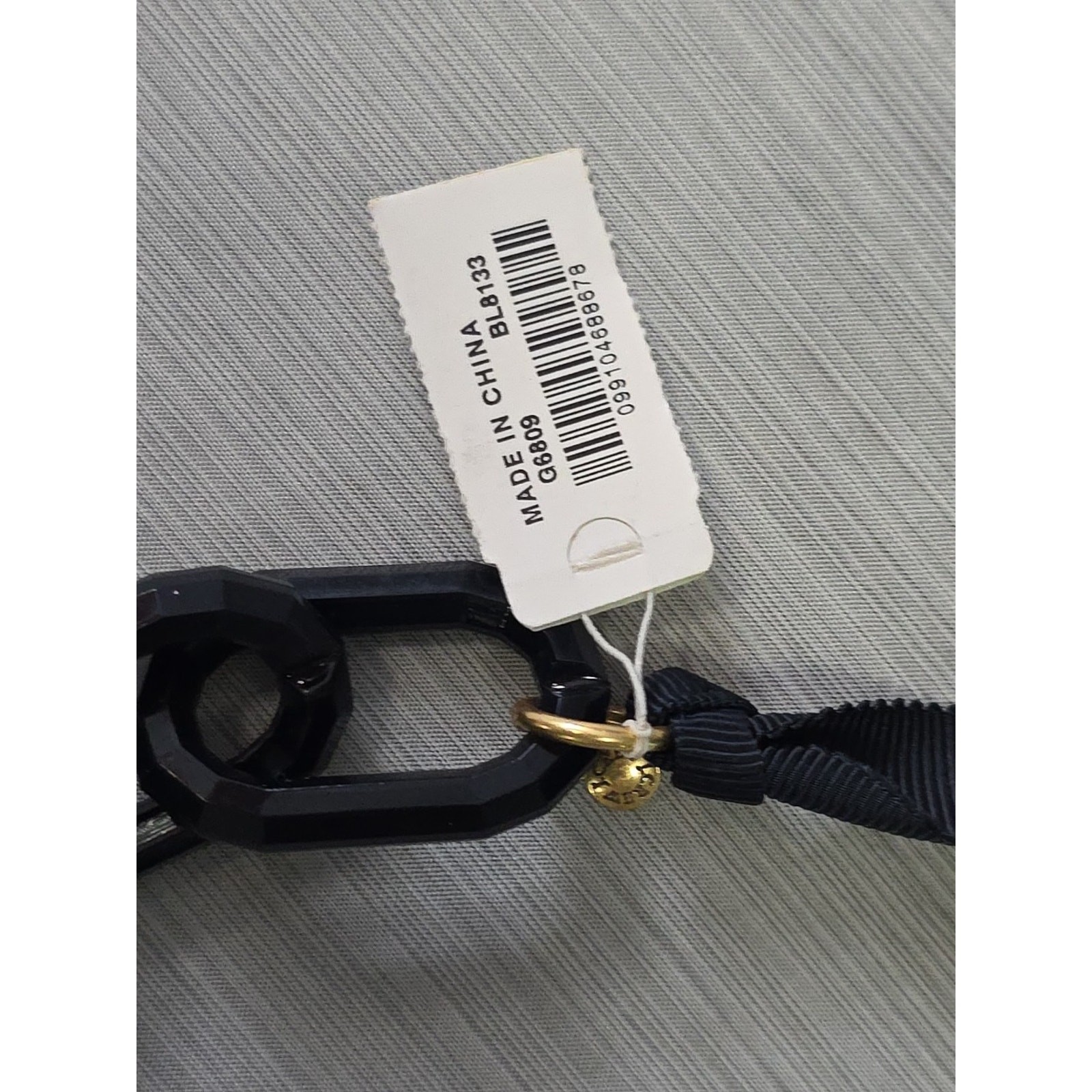 J. Crew Signed Chunky Blue-Black Acrylic Chain Link Necklace Ribbon Tie Back NWT