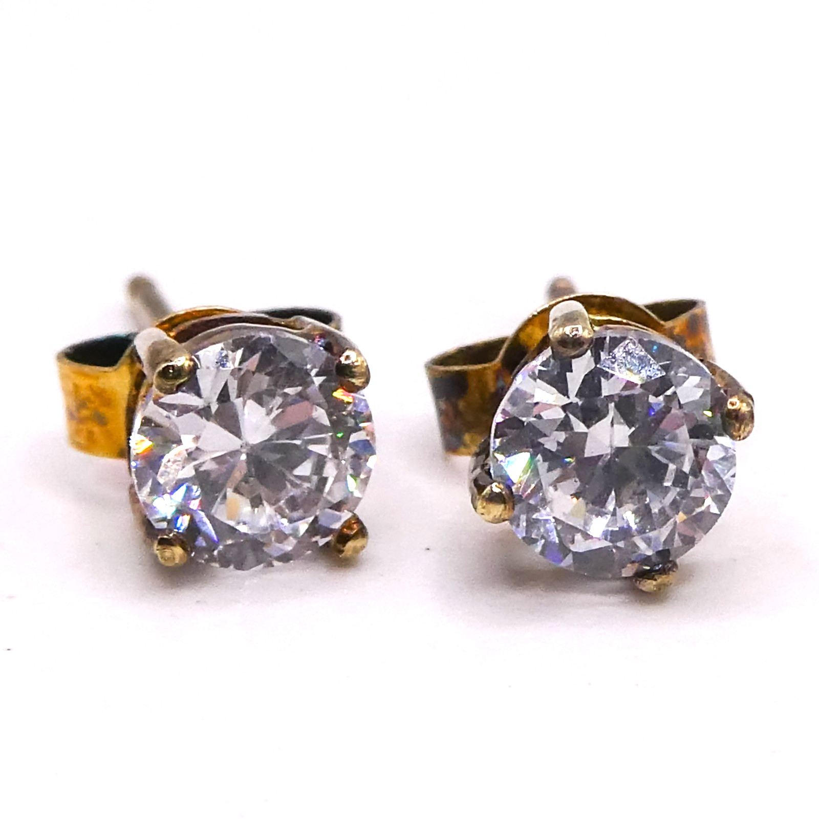 Sterling Silver 925 Stud Earrings Round Brilliant Cut CZ Solitaire 6mm Stone