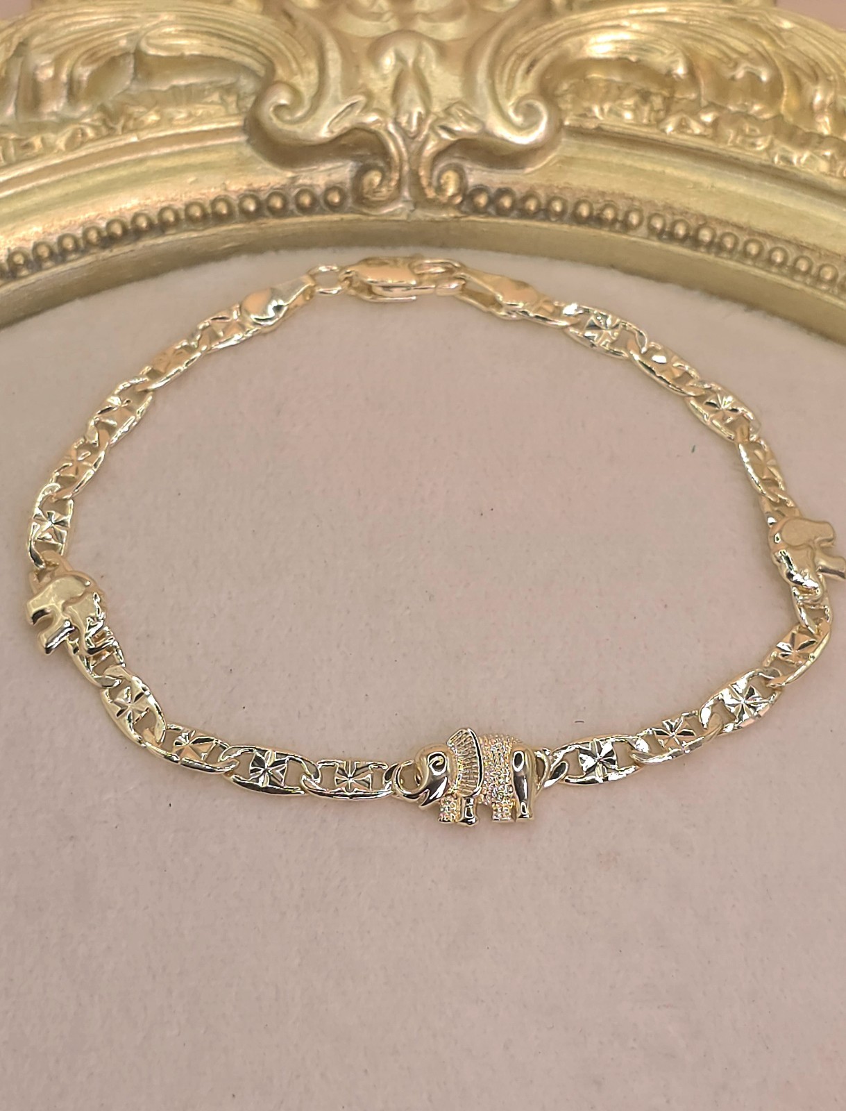 New 14k Gold Filled Elephant Link Bracelet Everyday Wear Tarnish-free