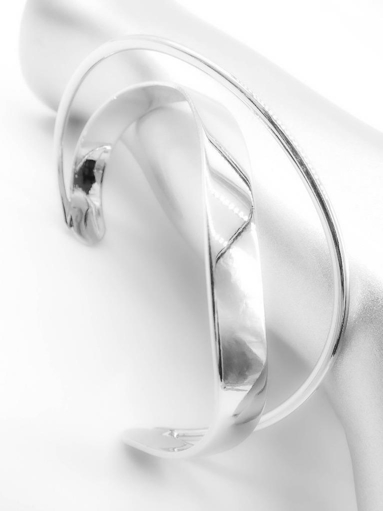 GORGEOUS Sculpted Artisanal Silver Twisted Curved Crisscross Cuff Bracelet