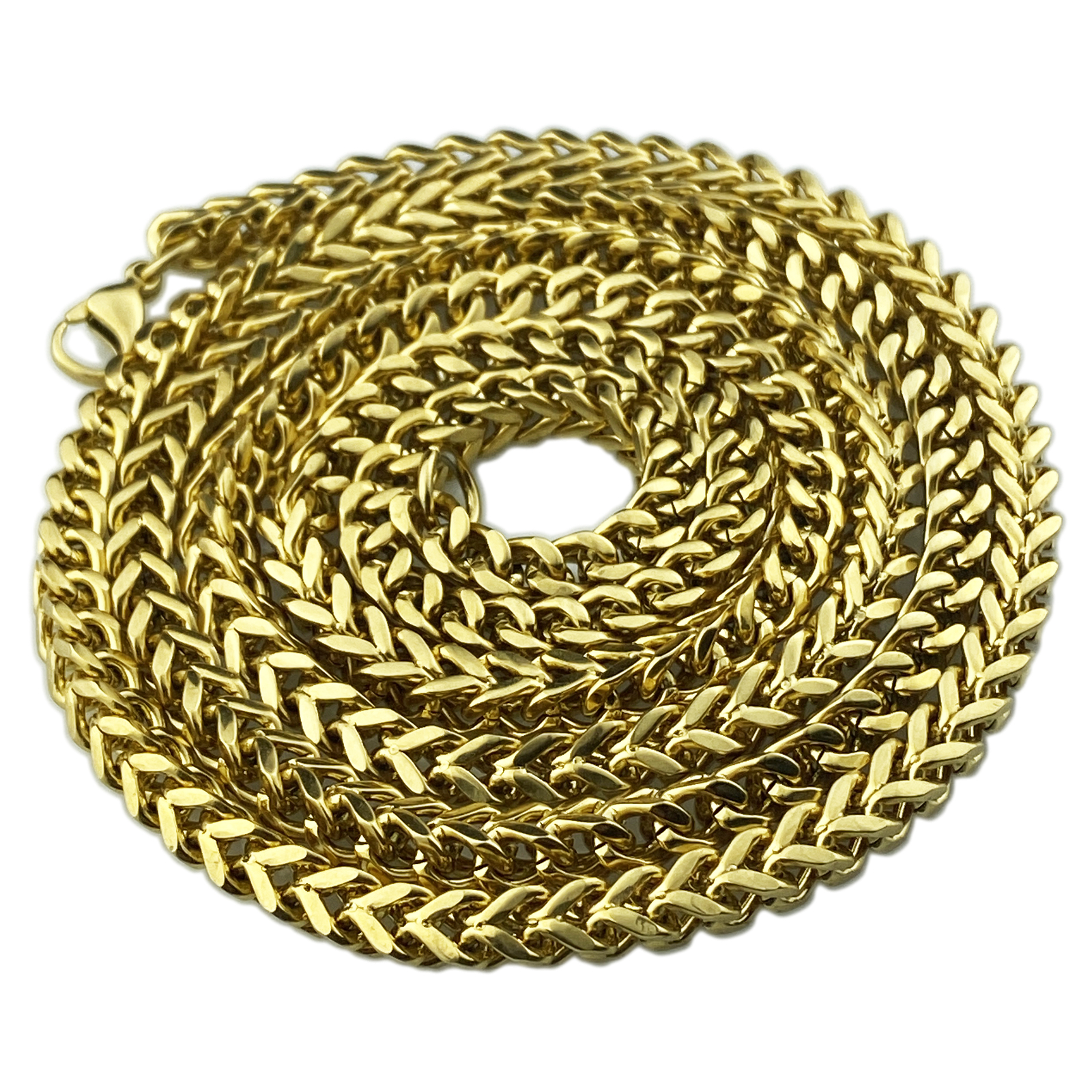 Mens 18K Gold Plated Solid Stainless Steel Franco Chain Heavy 36″ x 5MM Necklace