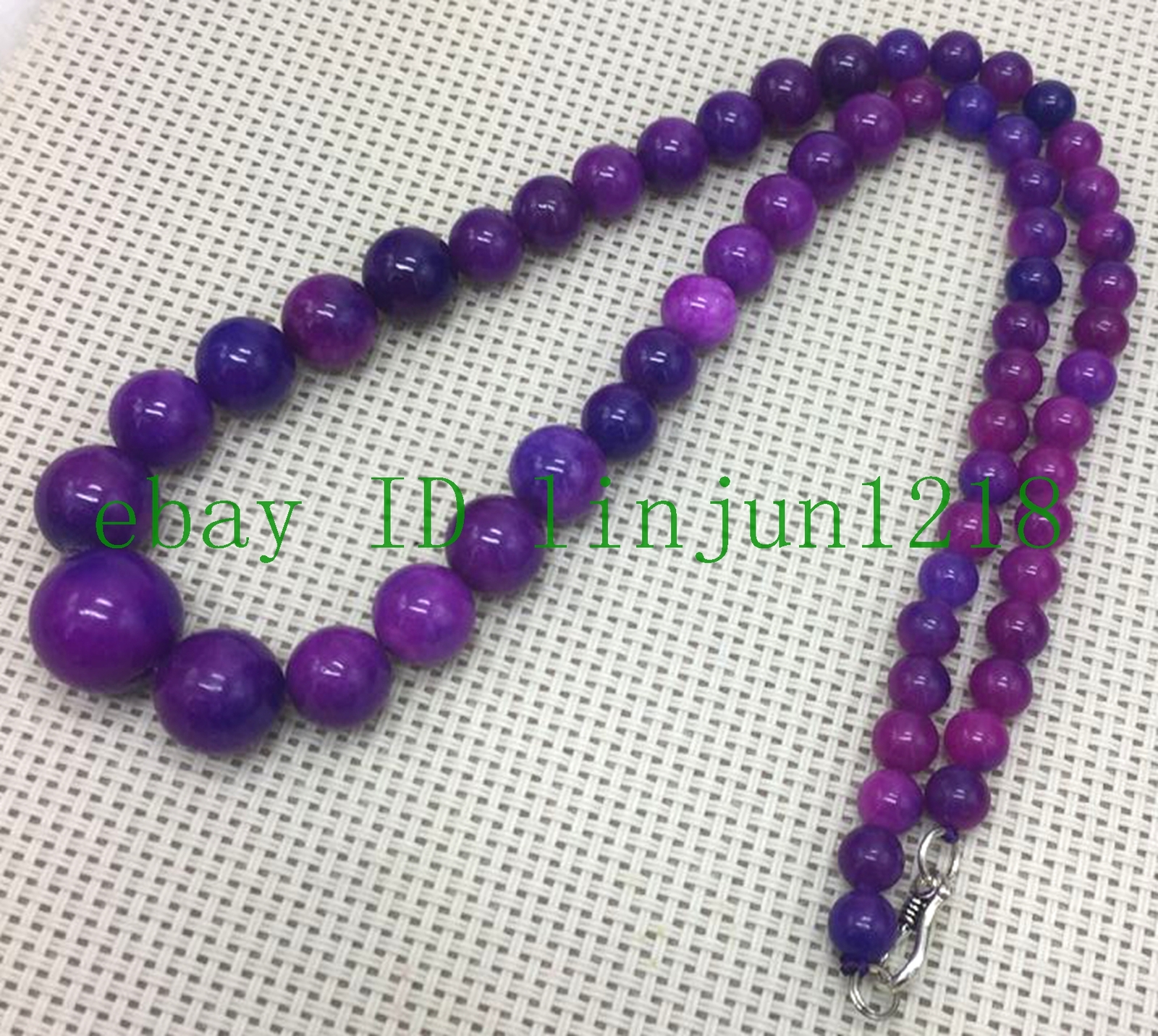 Natural 6-14mm Purple Sugilite Gemstone Beads Necklaces 18″ 925 Silver Clasp