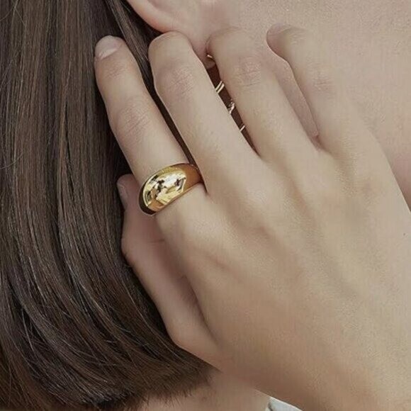 Chunky Gold Dome Ring – Waterproof, Non-Tarnish Statement Ring for Everyday Wear