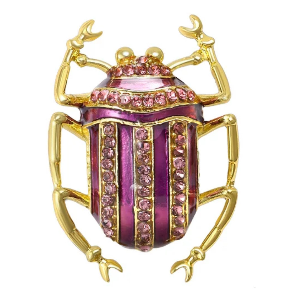 Halloween Retro Purple Beetle Bug Brooch Rhinestone Insect Bee Pin Jewelry Gift
