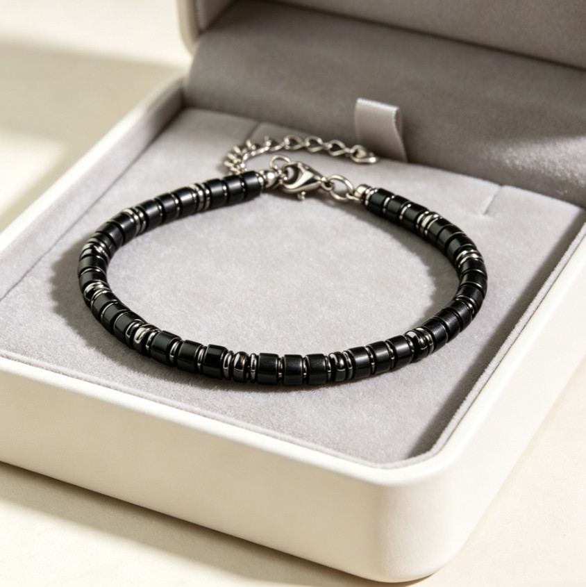 High Quality Black Tourmaline Hematite Crystal Bracelet Men Career Success Gift