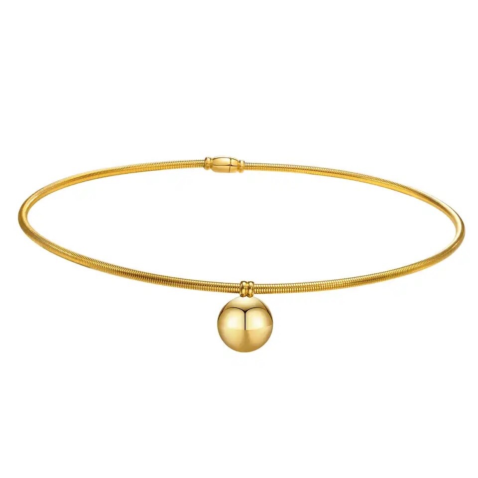 ZARD Ball Charm Choker Collar Necklace in 14K Gold Plating