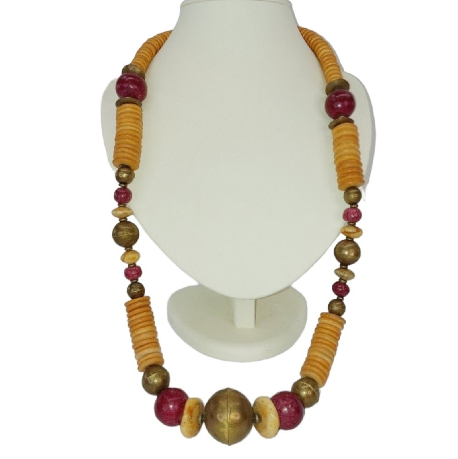 * hand crafted Multi Color Wood Bead single Strand N