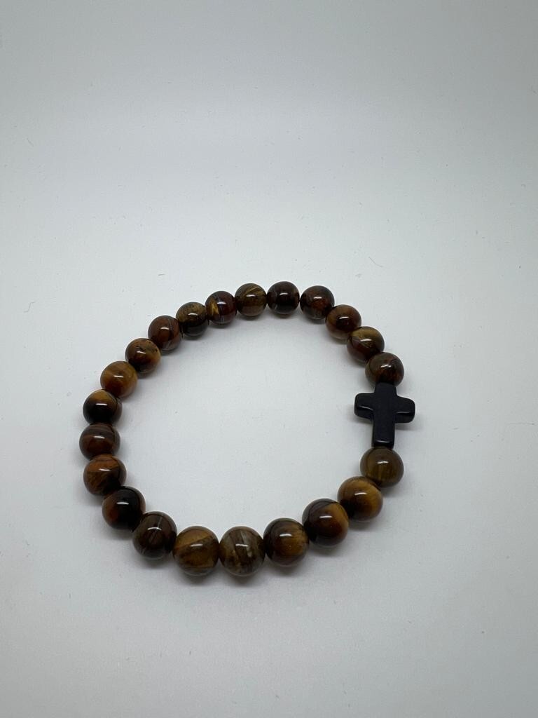 New Collection Bracelets Natural Stone 8mm Cross Elastic Rope