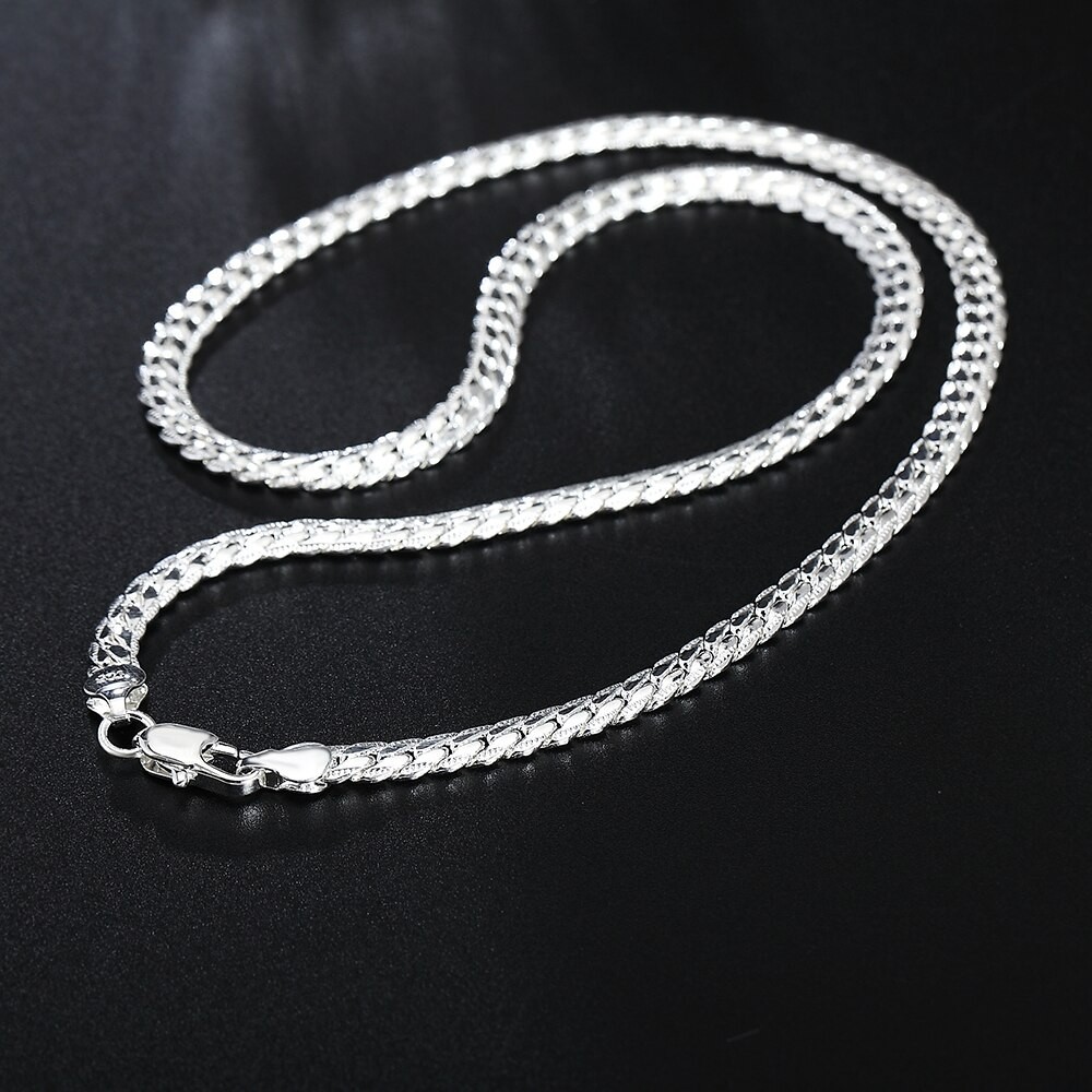 925 Sterling Solid Silver Chain Necklace Jewelry for Women Men Fashion Gift