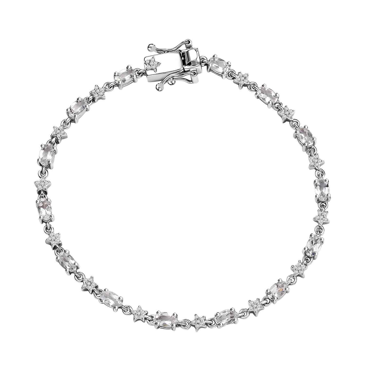 Premium Moonstone and Moissanite 3.80 ctw Celestial Bracelet in Rhodium Plated