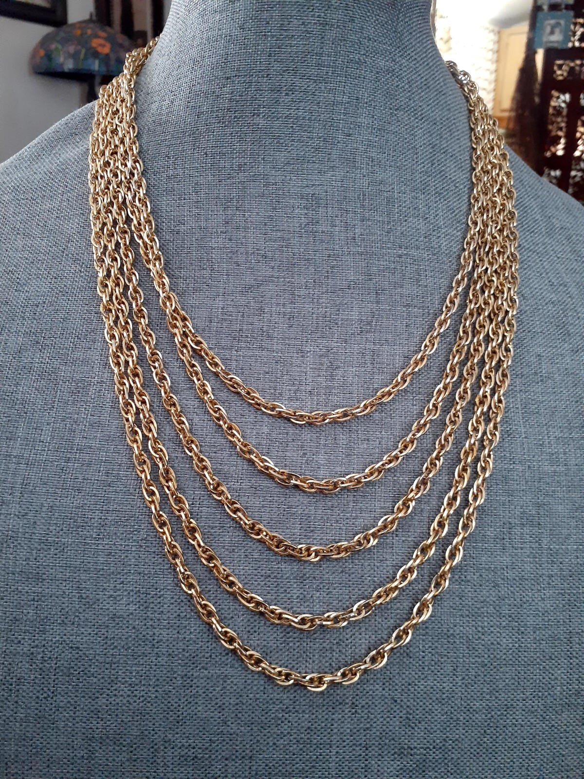 Taylor LTD Gold tone Multi chain Layered Waterfall Necklace