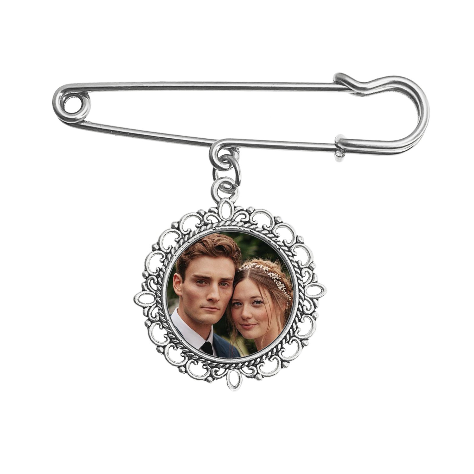 Photo Charms Pins For Bride Groom Boutonniere Custom Memorial Graduation Gift