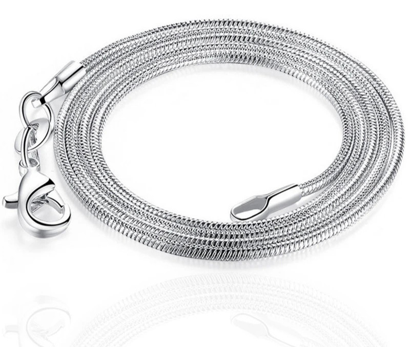 5/10pcs Wholesale 925 Sterling Solid Silver 1mm Snake Chain Necklace For Women