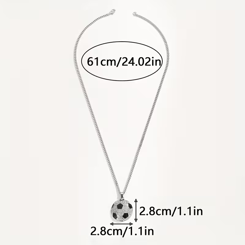Sports Soccer Ball Football Necklace Jewelry Jeweled Silvery Pendant